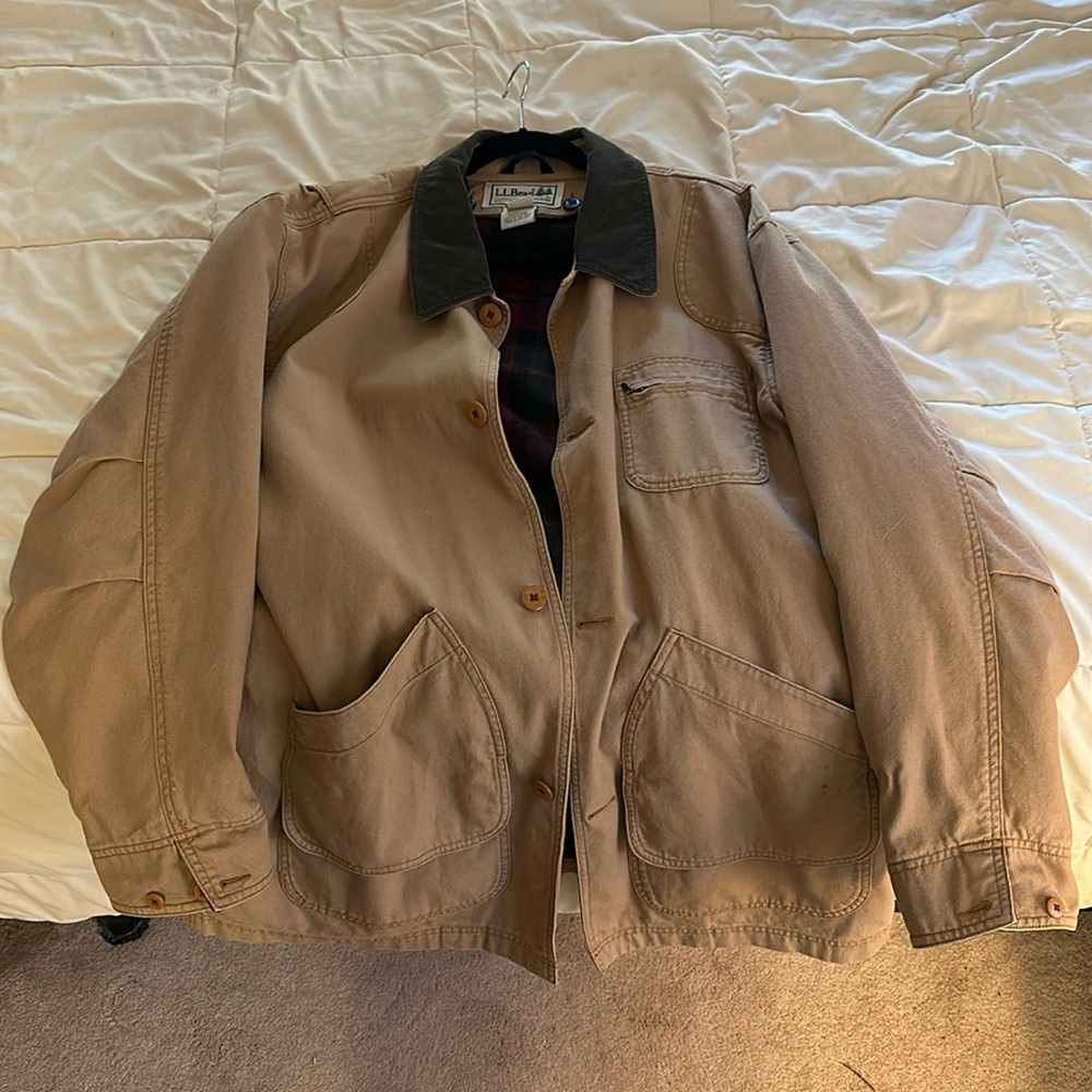 Lightly worn ll bean flannel lined barn coat